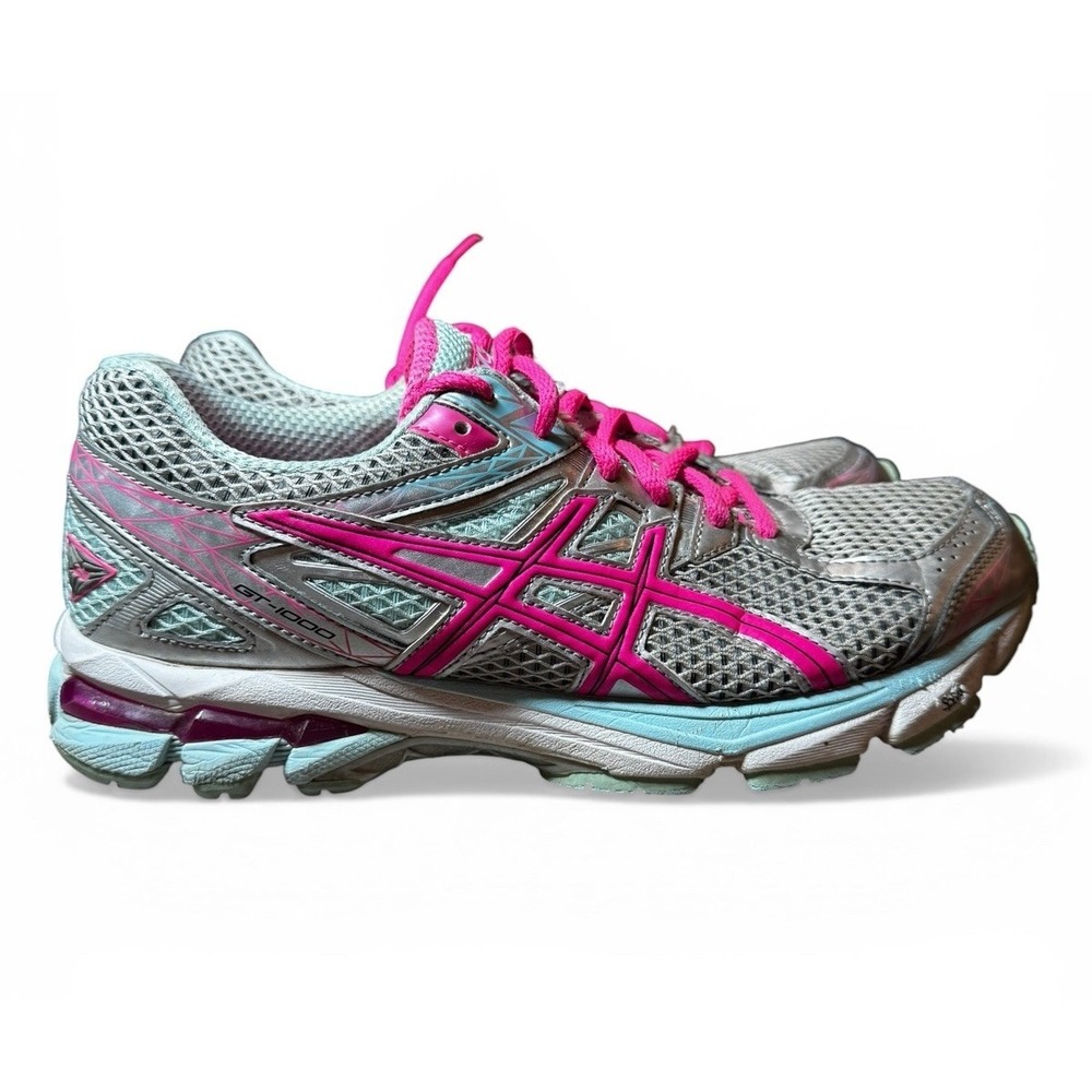 ASICS GT-1000 Women's Running Shoes Sz 8 Gray Pink Athletic